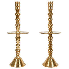 Pair of Moroccan, Polished Brass Candleholders