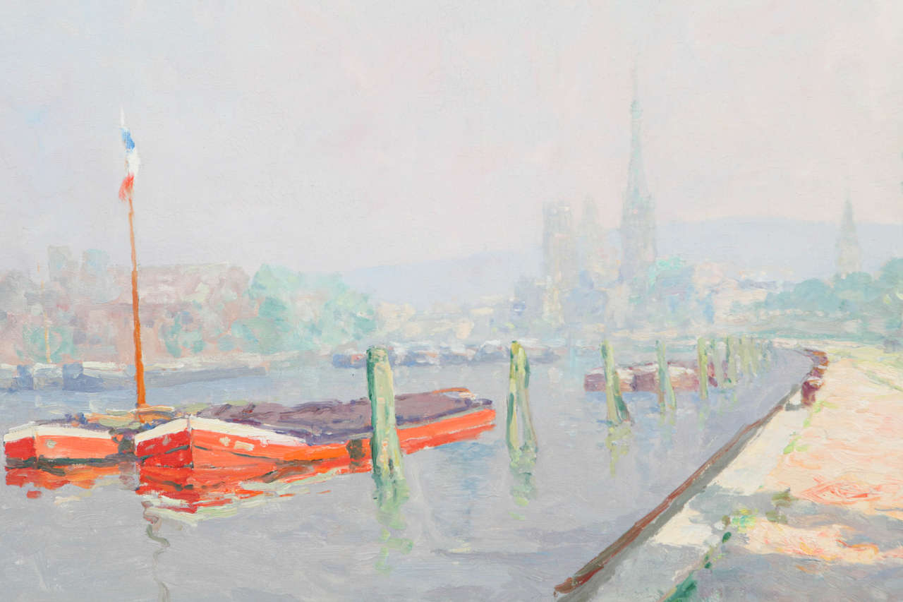 Pittura a olio di Oswald Poreau, 1926 In condizioni buone in vendita a Los Angeles, CA