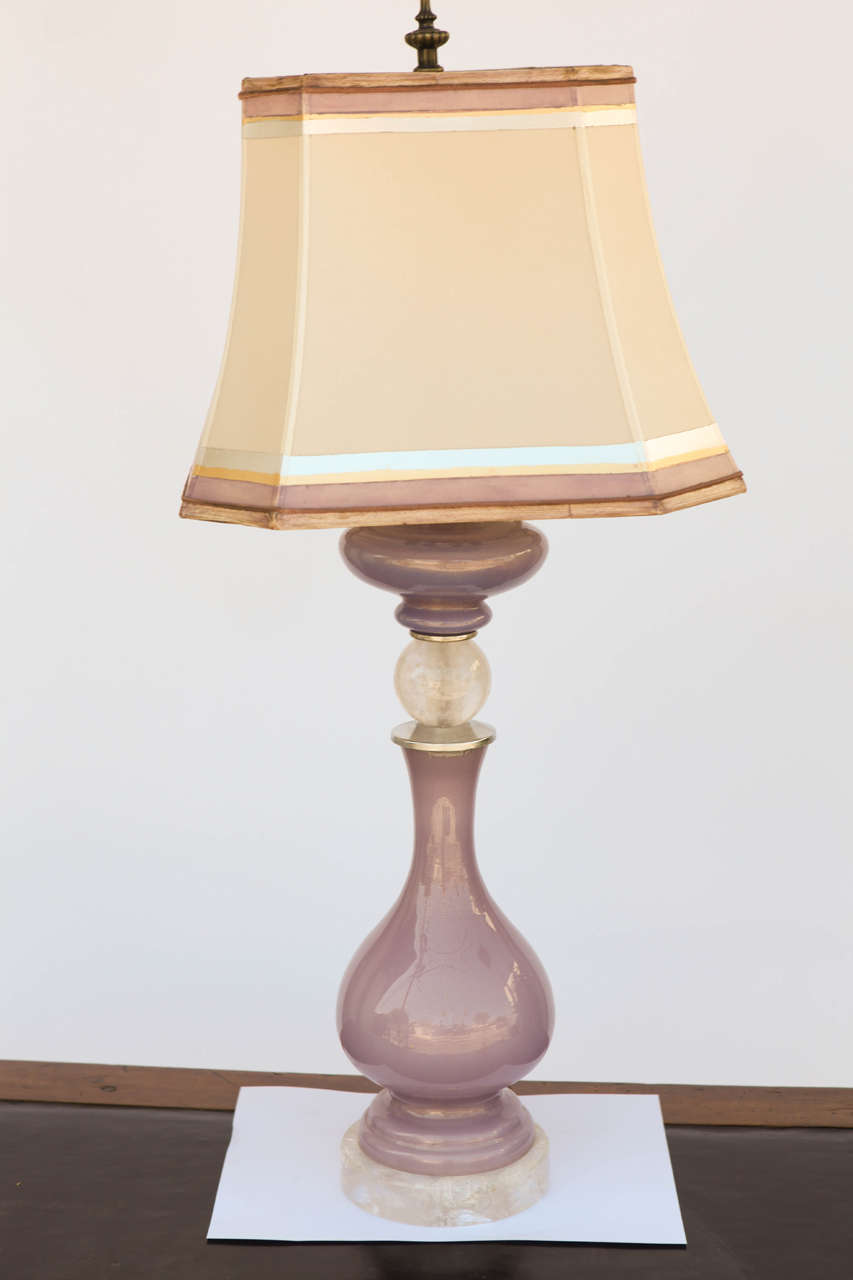 Pair of Vintage Italian Murano Lilac Lamps