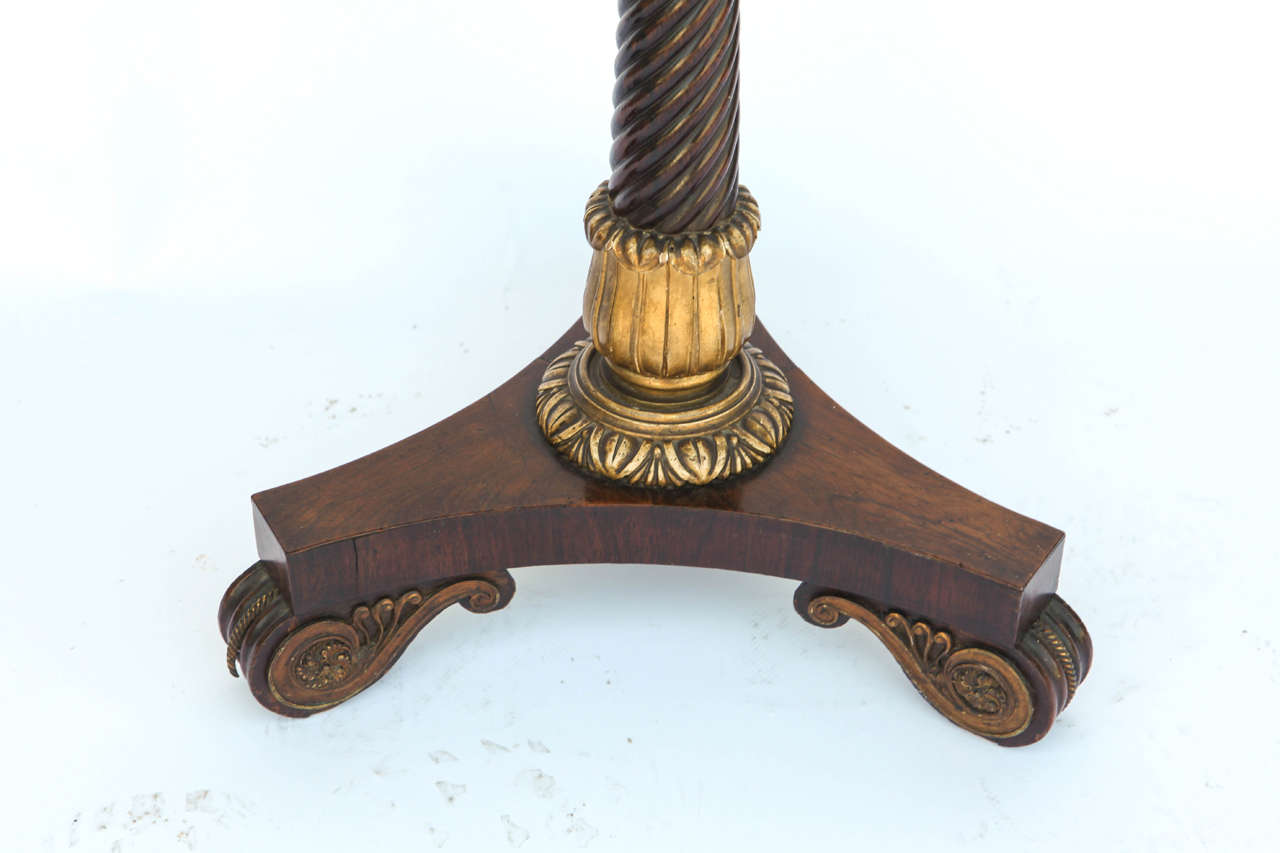 Bronze 19th Century English Regency Tripod Mahogany Pedestal Table