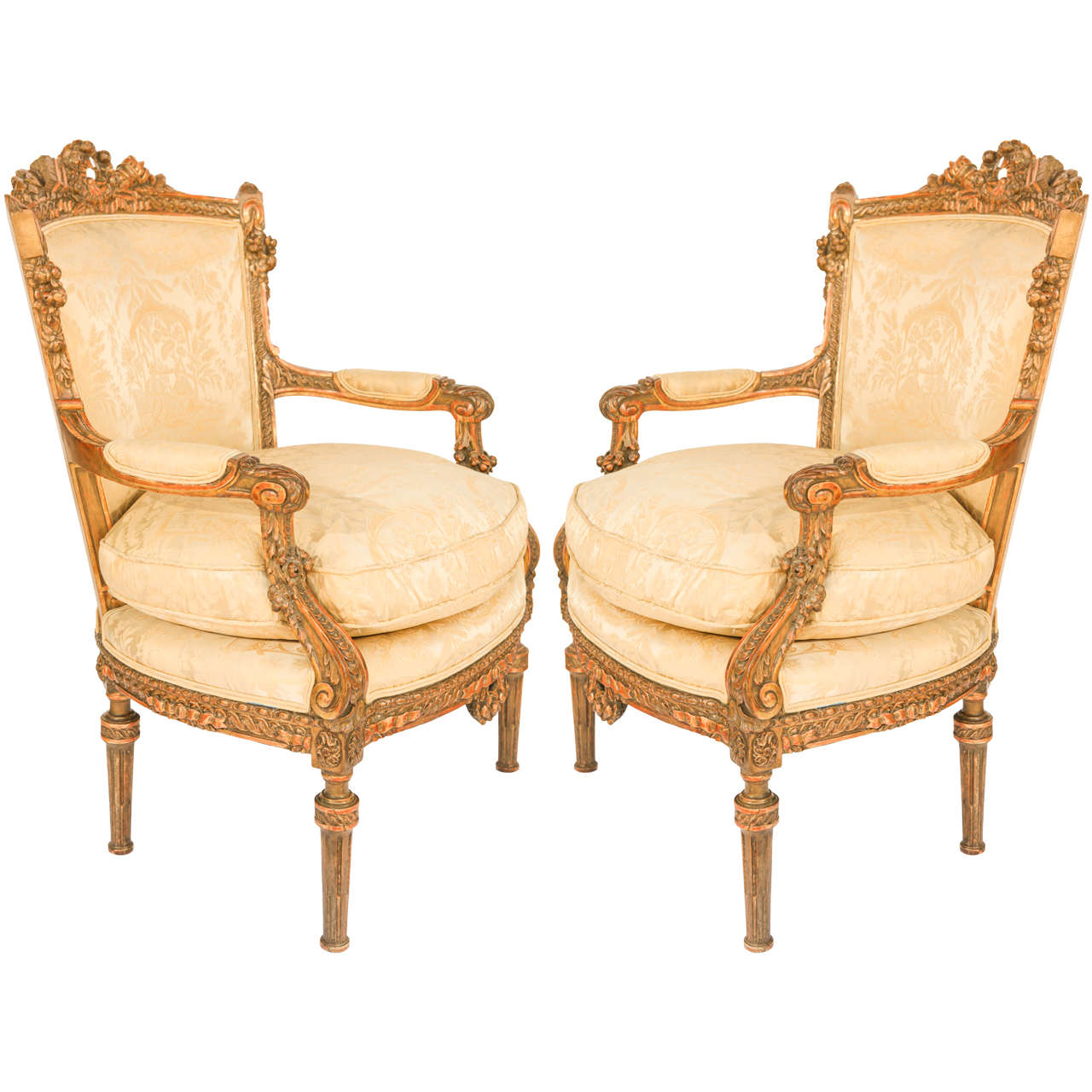 Pair of 19th Century French Walnut Armchairs at 1stDibs