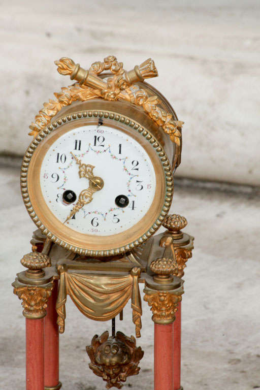 A Fleur de la Peach Marble and Bronze clock "Saturday Sale"