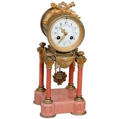 Antique A Fleur de la Peach Marble and Bronze clock "Saturday Sale"