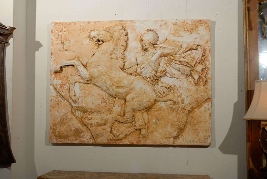 Mid-20th Century Rider and His Horse Plaster Wall Decoration by Harold Studio