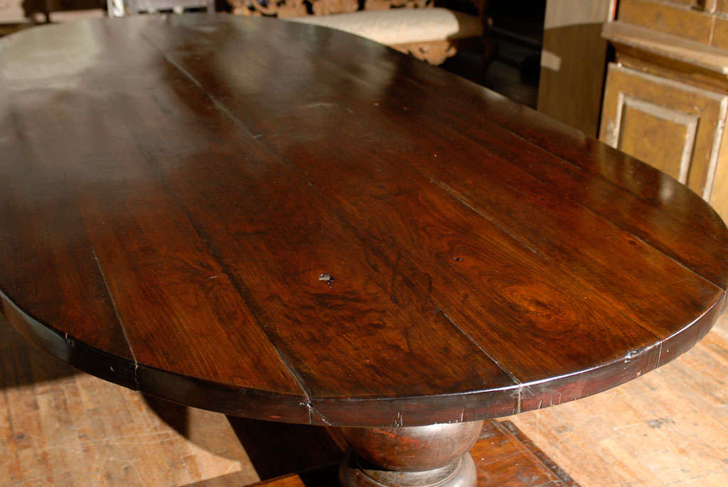 Oval Dining Room Trestle Table with HandCarved Base For Sale at 1stDibs