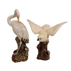 A Very Large  Pair of Worcester Birds (a Cockatoo and an Egret)