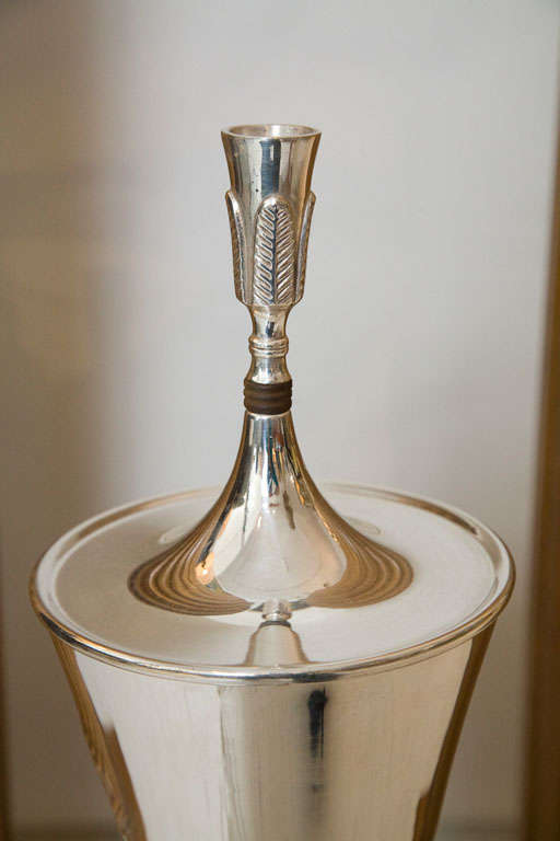 Silver Plated Urn Lamps by Tommi Parzinger on Custom Columns 2