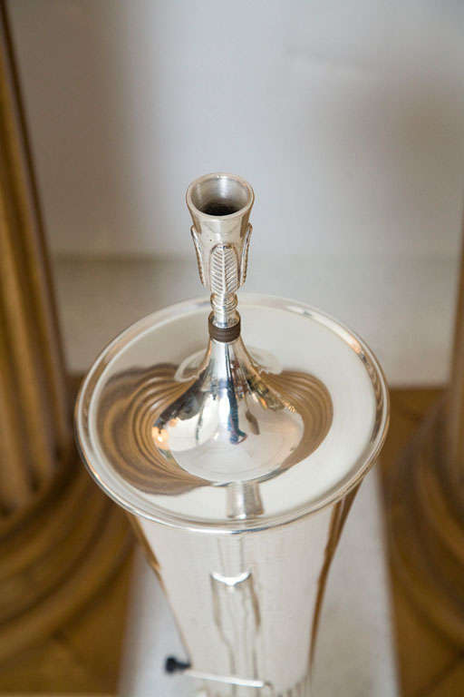 Silver Plated Urn Lamps by Tommi Parzinger on Custom Columns 3
