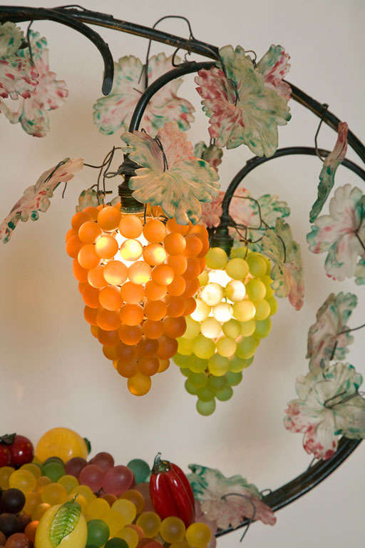Mid-20th Century Giant Vintage Italian Glass Fruit Basket Light.