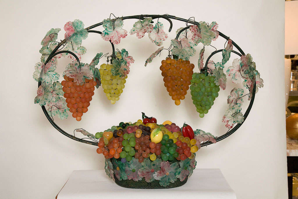 Giant Vintage Italian Glass Fruit Basket Light. 3