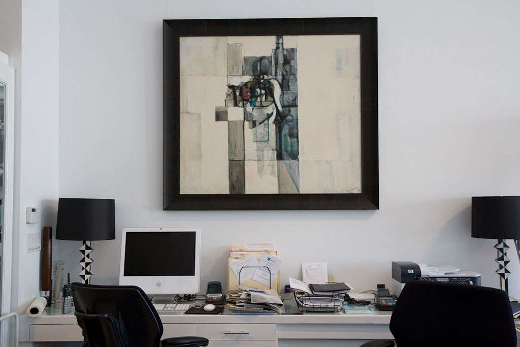 This striking oil on canvas abstract painting titled 