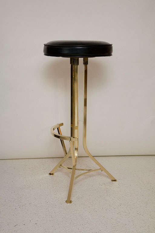 American Pair of Vintage Modernist Brass Bar Stools by Seng Chicago