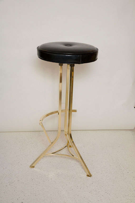 Mid-20th Century Pair of Vintage Modernist Brass Bar Stools by Seng Chicago