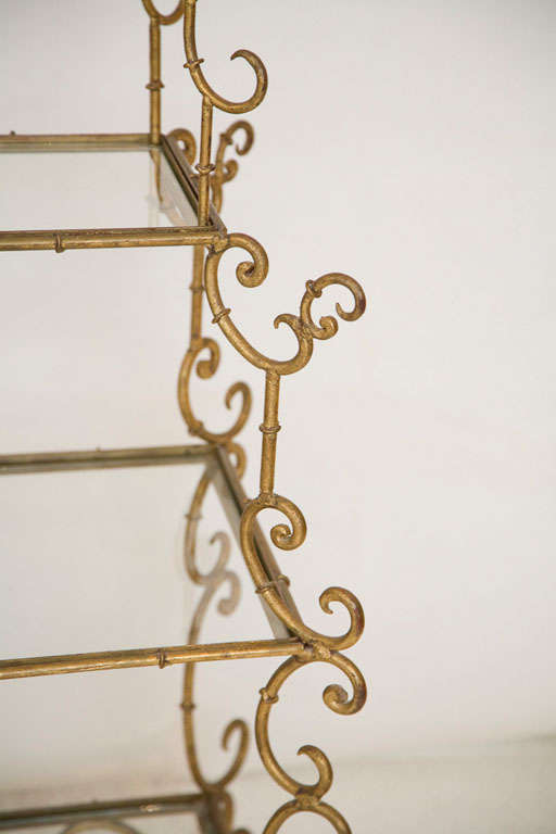 A Beautiful Italian Gold Leafed Wrought Iron Etagere 3