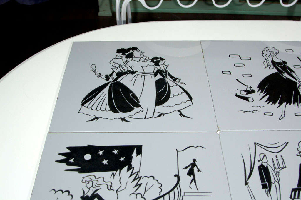 Panneaux en verre gravé français Cinderella Excellent état - En vente à Stamford, CT