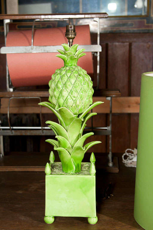 French Green Ceramic Pineapple Lamp by Jean Roger at 1stDibs jean