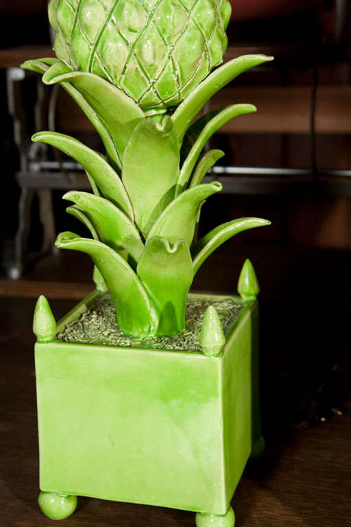 French Green Ceramic Pineapple Lamp by Jean Roger at 1stDibs jean