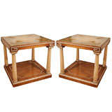 Pair of Leather Top Tables by Grosfeld House