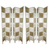 Set of Three Wood screens with pressed floral panels from the 60's