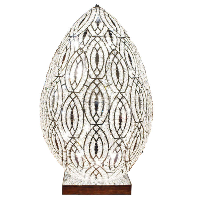 Stunning Italian Egg Shaped 15 Light Crystals Lamp For Sale at 1stDibs