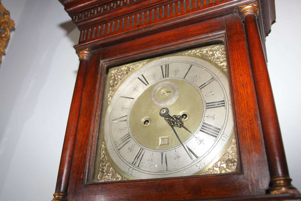 English Oak Tallcase Clock For Sale 1