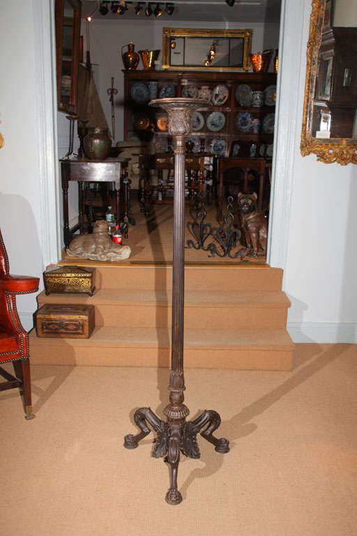 Fine Patinated Neoclassical Cast Iron Floor Lamp/Torchere