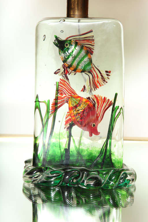 Italian 1950's Murano Glass Fish Lamp