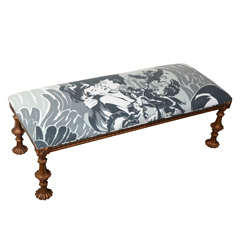 Italian Gilt Carved Wood Bench with Custom Designed Fabric