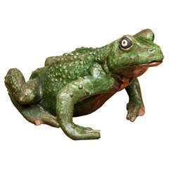 Large Signed Faience Frog