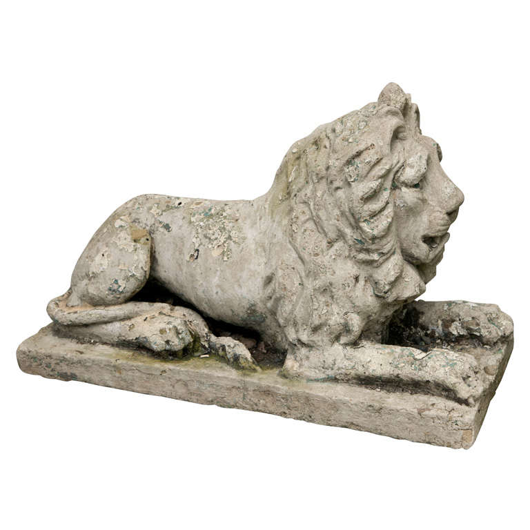 Whimsical English Cast Stone Lion
