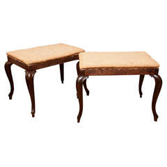 Antique Pair of French Mahogany Stools