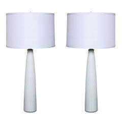 Pair of  White Murano Glass Lamps