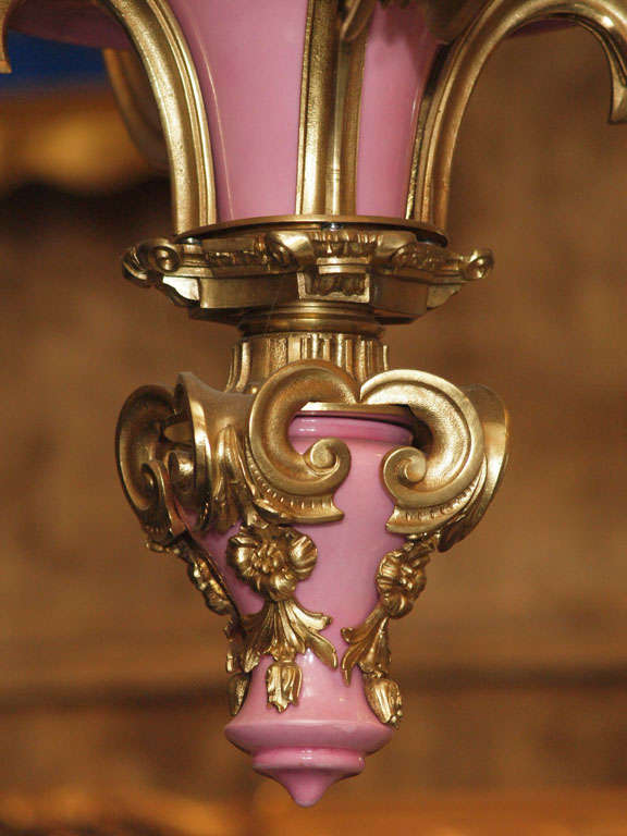 Antique French Pink Porcelain Bronze D'ore 