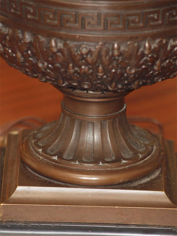 EXCEPTIONAL BARBIDIENNE BRONZE URN AS LAMP For Sale 4