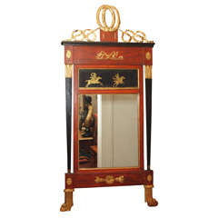 BALTIC FAUX BOIS EBONIZED AND GILT CLASSICAL MIRROR 7