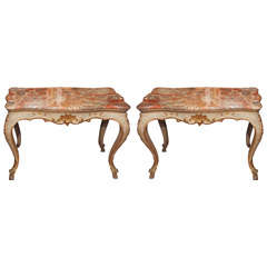 RARE PAIR OF PARCEL GILT SIDE TABLES
