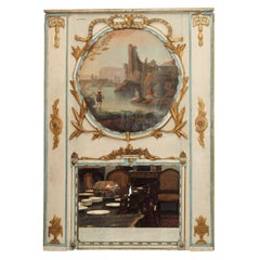 Antique 18TH CENTURY FRENCH PARCEL GILT TRUMEAU MIRROR