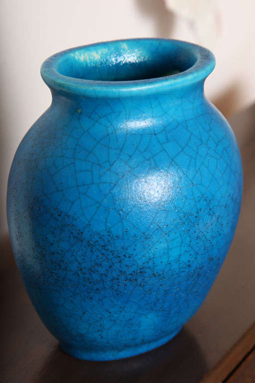 Turquoise Blue Lachenal Vase In Excellent Condition In New York, NY