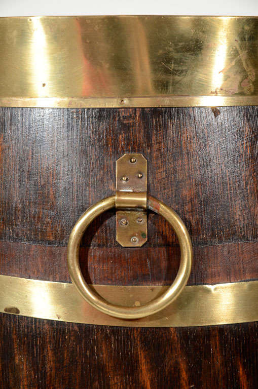 19th Century Oak Barrel with Brass Banding
