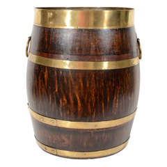 Antique Oak Barrel with Brass Banding