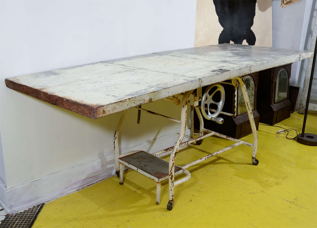 20th Century USA Adjustable Industrial Table For Sale