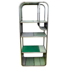 Vintage Green Metal Industrial Shelving Cabinet