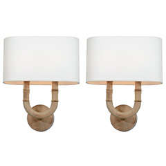 Jacques Adnet faux bamboo sconces