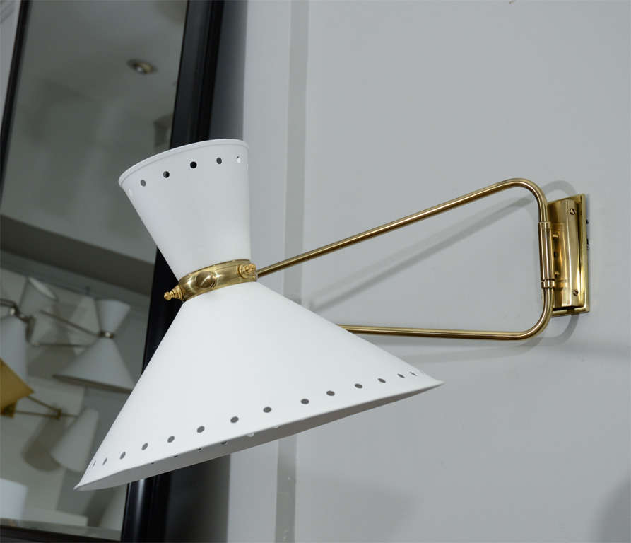 Large Lunel Sconces with Metal Shades In Excellent Condition For Sale In Newburgh, NY