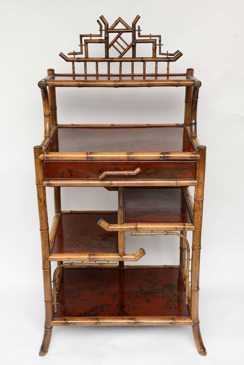 1940's French Bamboo Server and Etagere