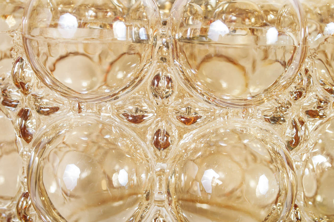 Mid-20th Century Amber Bubble Glass Pendant