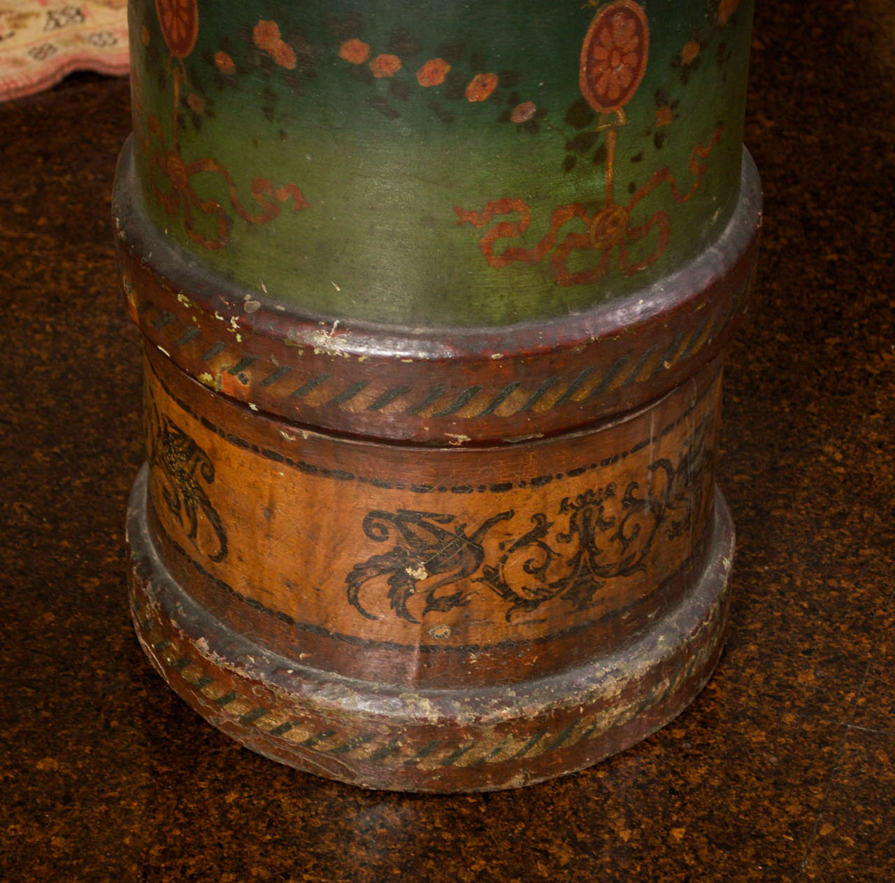 Very Large Green and Brown, Leather and Cork Artillery Bucket, English 1880 For Sale 1