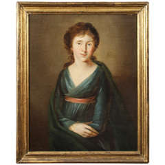 19th Century Oil on Canvas, Portrait of a Woman, circa 1860