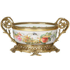 Gilt Brass-Mounted Oval Porcelain Jardinière