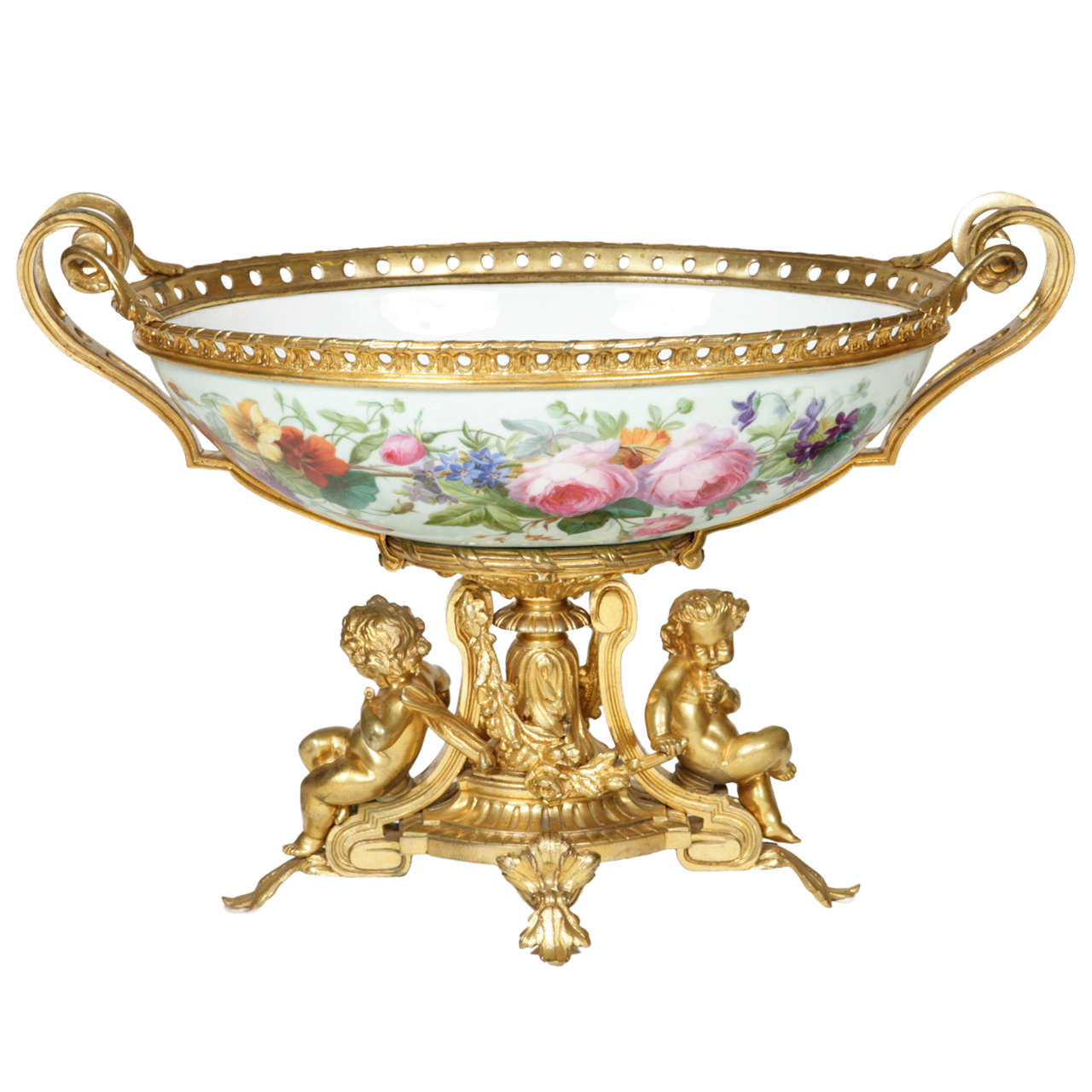 Fine Ormolu and Porcelain Jardiniere Centrepiece